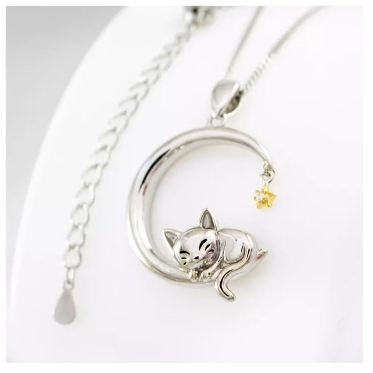 ARANY JOYAS - Collar Plata Gato Durmiendo En La Luna