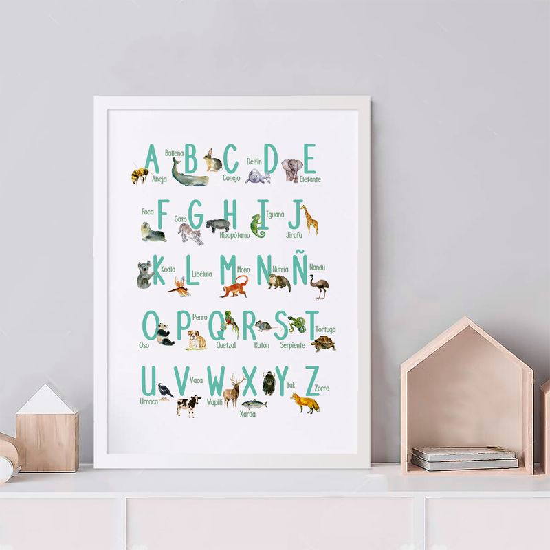 DECORACION PAJARITO - Cuadro Abecedario ABC animales