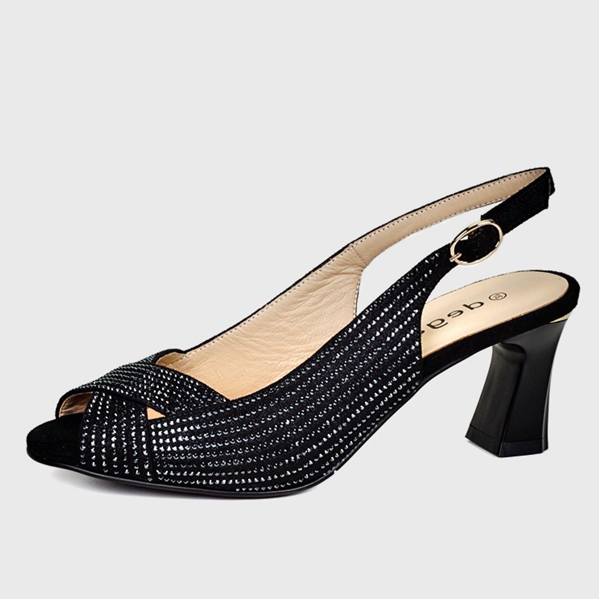 DEGAS - Sandalia Cuero Jamila Negro con brillos DEGAS