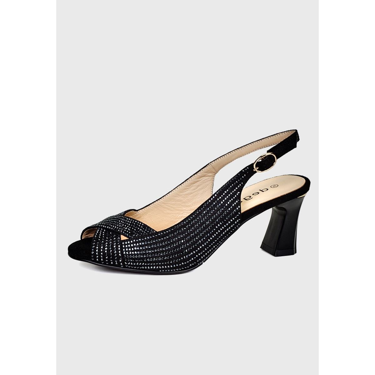 DEGAS - Sandalia Cuero Jamila Negro con brillos DEGAS