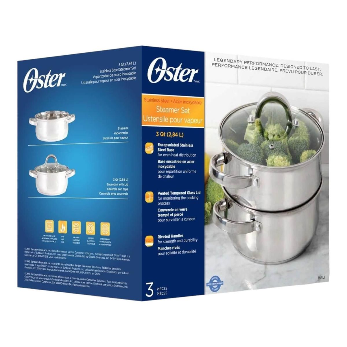 OSTER - Vaporera acero inoxidable 2,8 L Sangerfield Oster