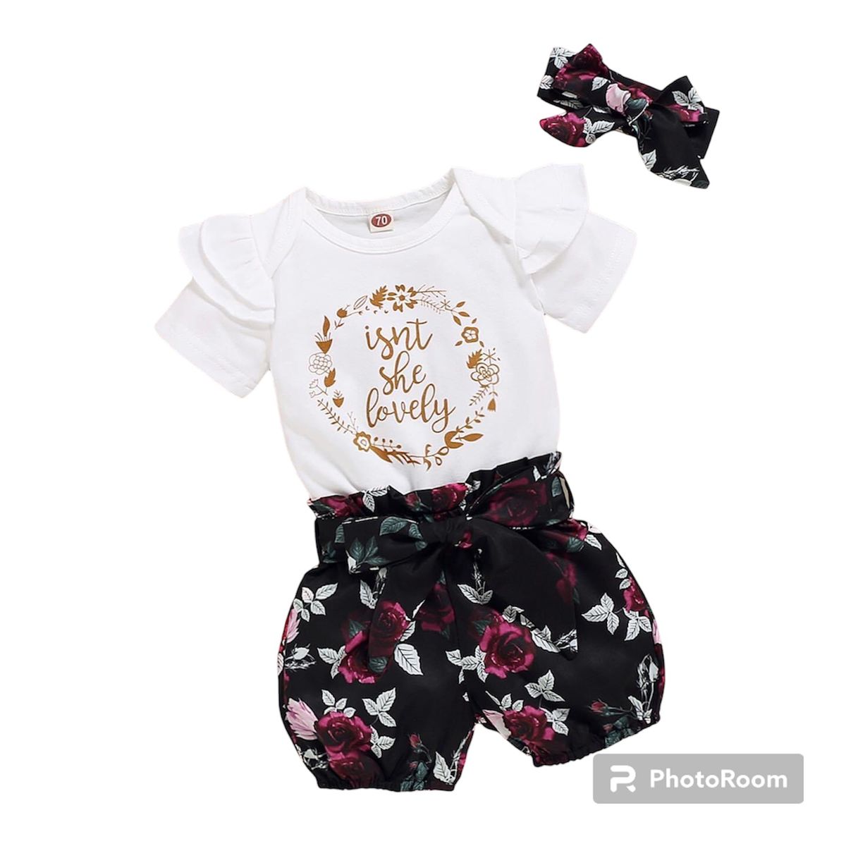 ANGO - Conjunto 3 piezas bebé VERANO ISL Negro Floral