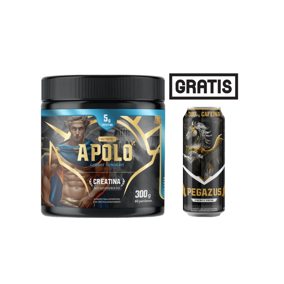 PALIKOS FITNESS - Creatina Apolo Grande 300 gramos + gratis bebida energetica Pegazus.