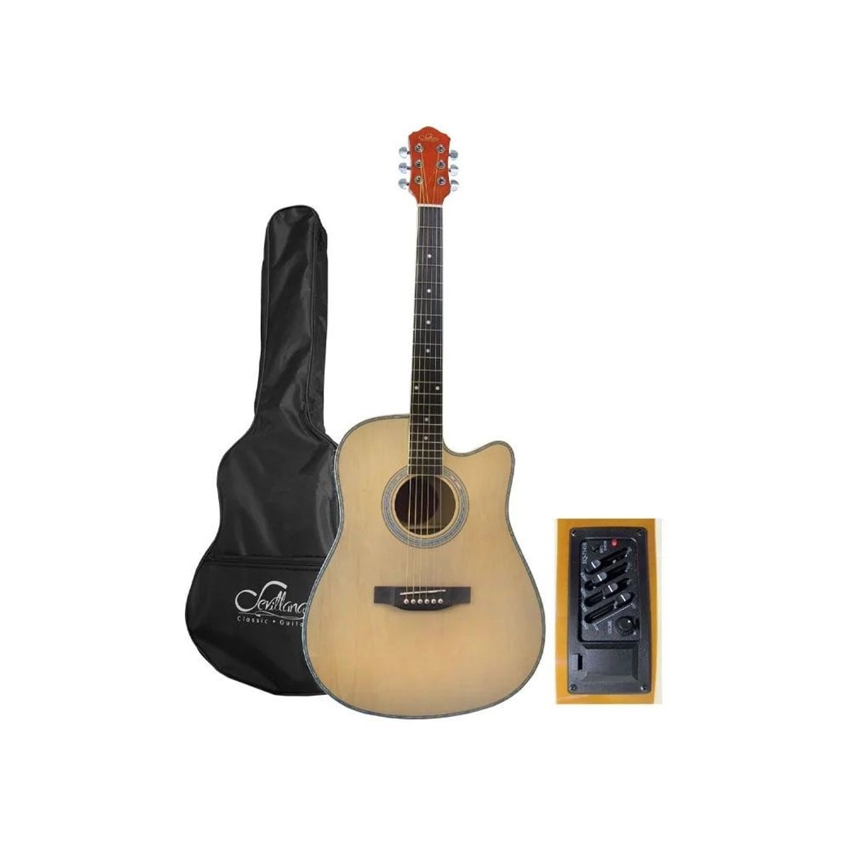 SEVILLANA - Guitarra Electroacustica Sevillana 41 Pulgadas Con Funda