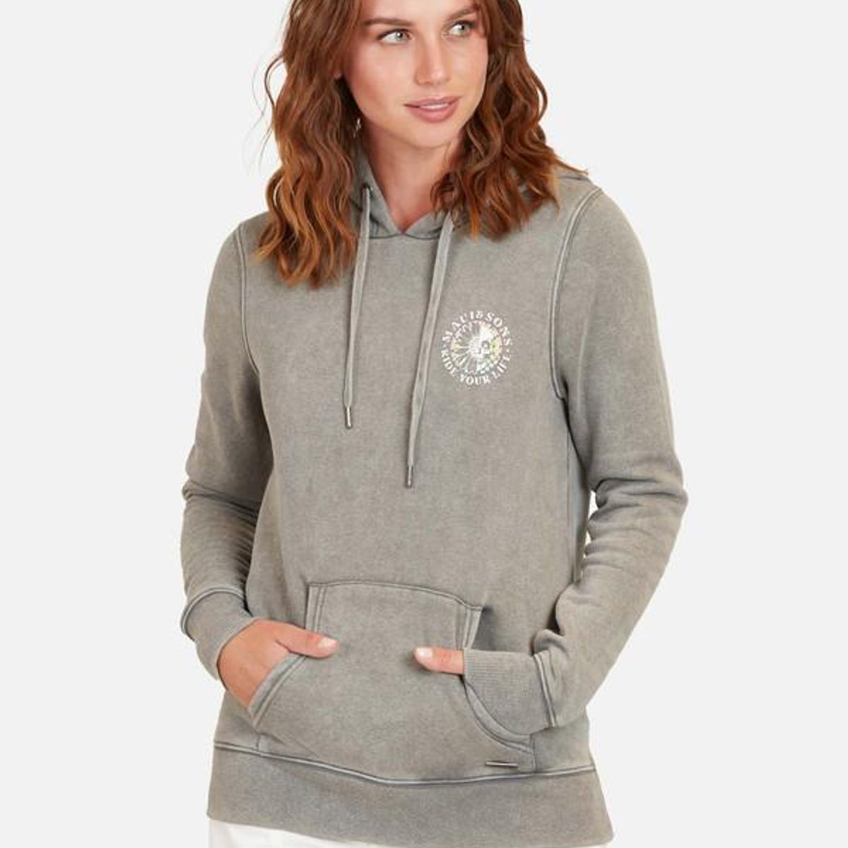 MAUI AND SONS - Poleron Mystical Skull Mujer Gris