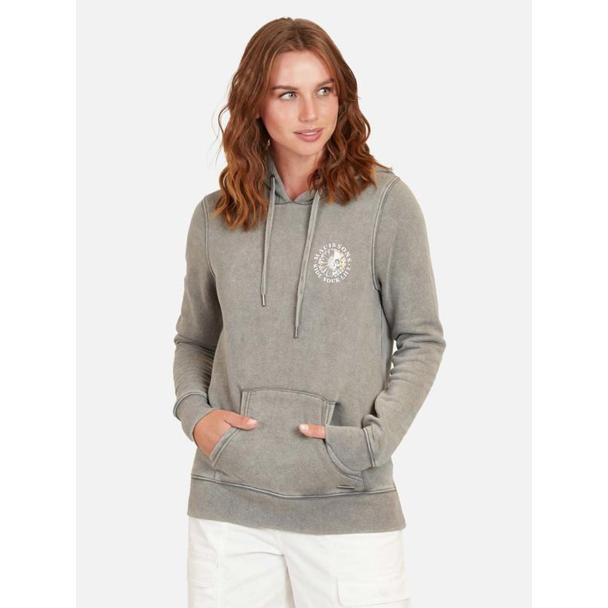 MAUI AND SONS - Poleron Mystical Skull Mujer Gris