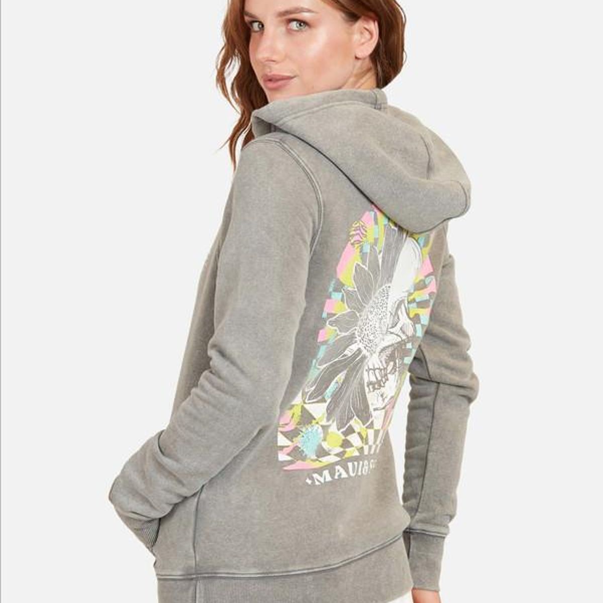 MAUI AND SONS - Poleron Mystical Skull Mujer Gris