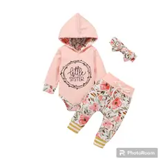 ANGO - Conjunto bebe Body Capucha y Pant flores