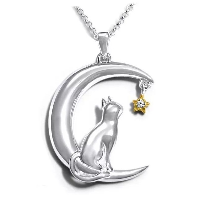 ARANY JOYAS - Collar Plata Gato Sentado En La Luna