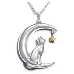 ARANY JOYAS - Collar Plata Gato Sentado En La Luna