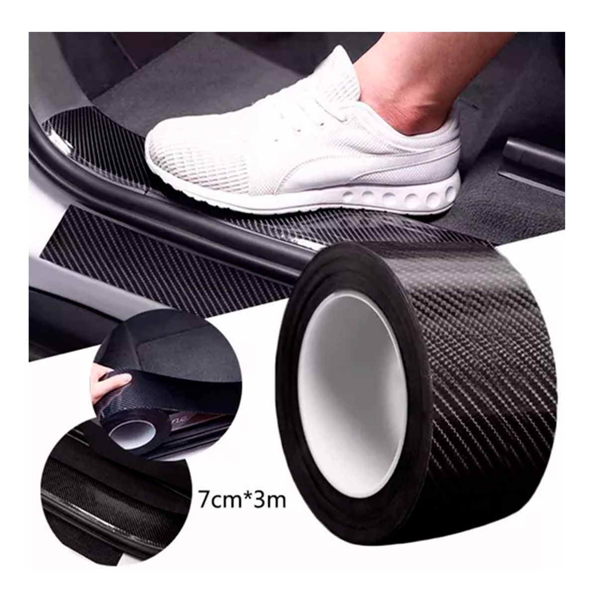 GENERICO - Cinta Fibra De Carbono Pisadera Adhesiva 7cm3m