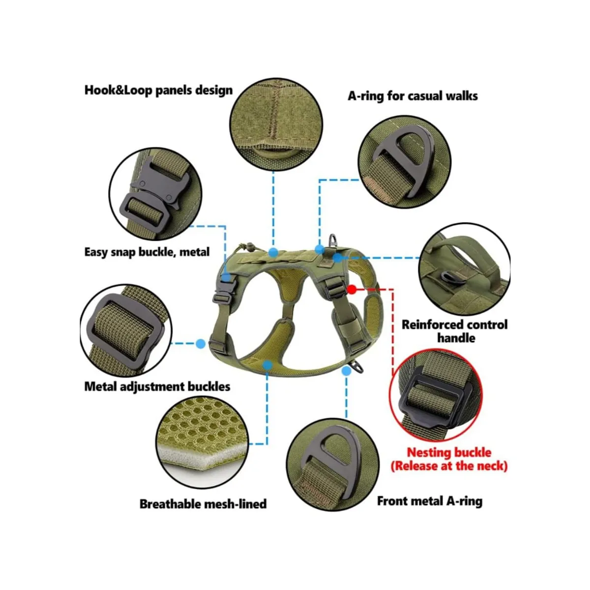 GENERICO - Arnés Para Perros Medianos o Grandes Talla L Verde