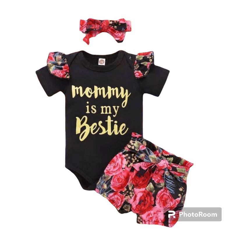 ANGO - Conjunto 3 piezas bebé VERANO Mommy is my Bestie