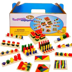 GENERICO - Set de 14 juegos Montessori de Madera