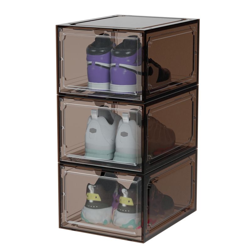 GENERICO - Caja De Zapatos Tenis Apilable Premium Transparente Imantada Set X3