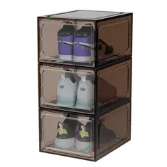 GENERICO - Caja De Zapatos Tenis Apilable Premium Transparente Imantada Set X3