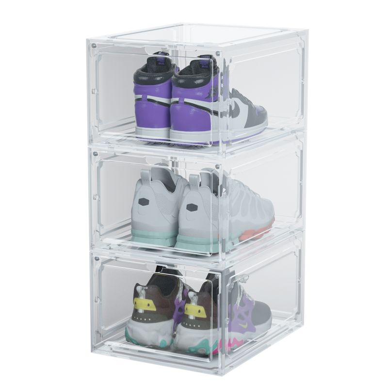 GENERICO - Caja De Zapatos Tenis Apilable Premium Transparente Imantada 3pcs