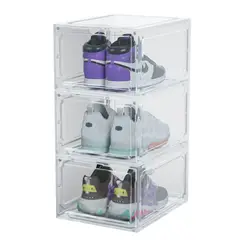 GENERICO - Caja De Zapatos Tenis Apilable Premium Transparente Imantada 3pcs