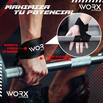 Imagen 2 del producto Straps Correas Levantamiento Pesas Gym Set 2 - Negro