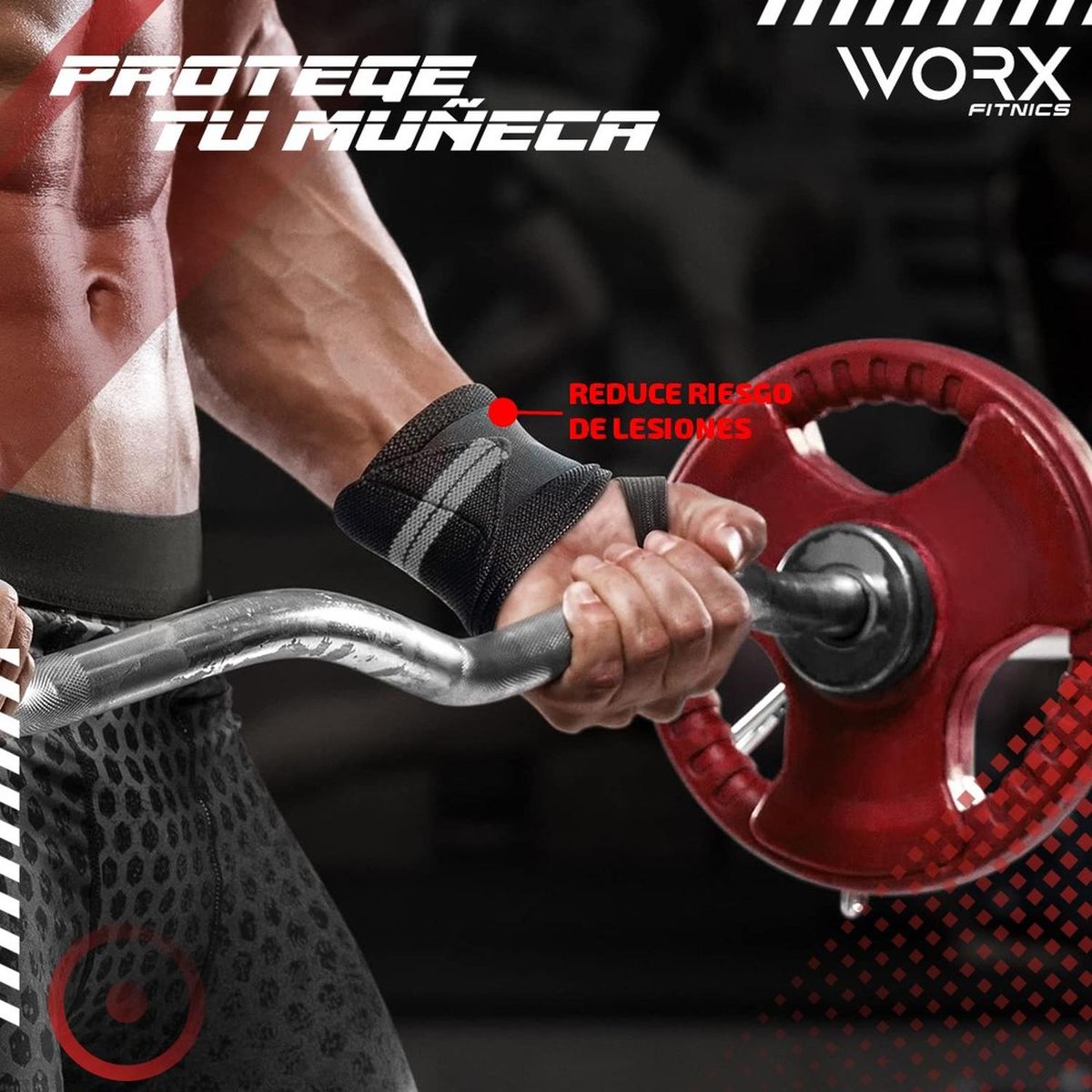 WORX - Muñequeras Levantamiento Pesas Worx Gym Gimnasio Crossfit x2