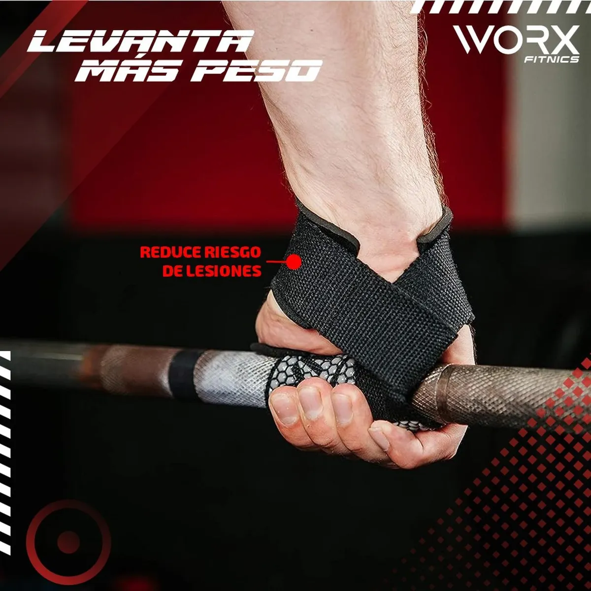 WORX - Straps Correas Levantamiento Pesas Worx Gym Gimnasio Set x2