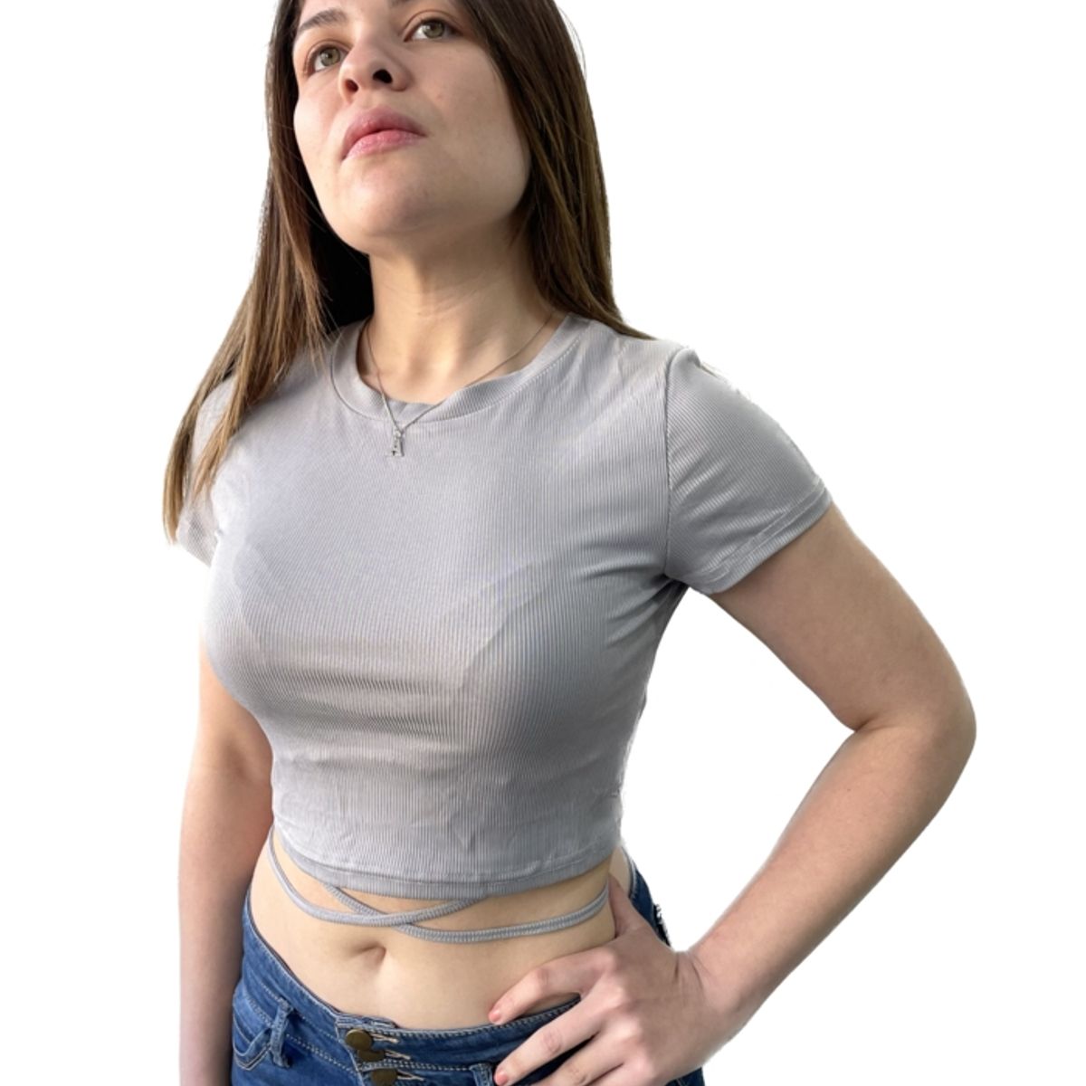 GENERICO - POLERA  CROP BÁSICO TIRANTE Y CUELLO REDONDO