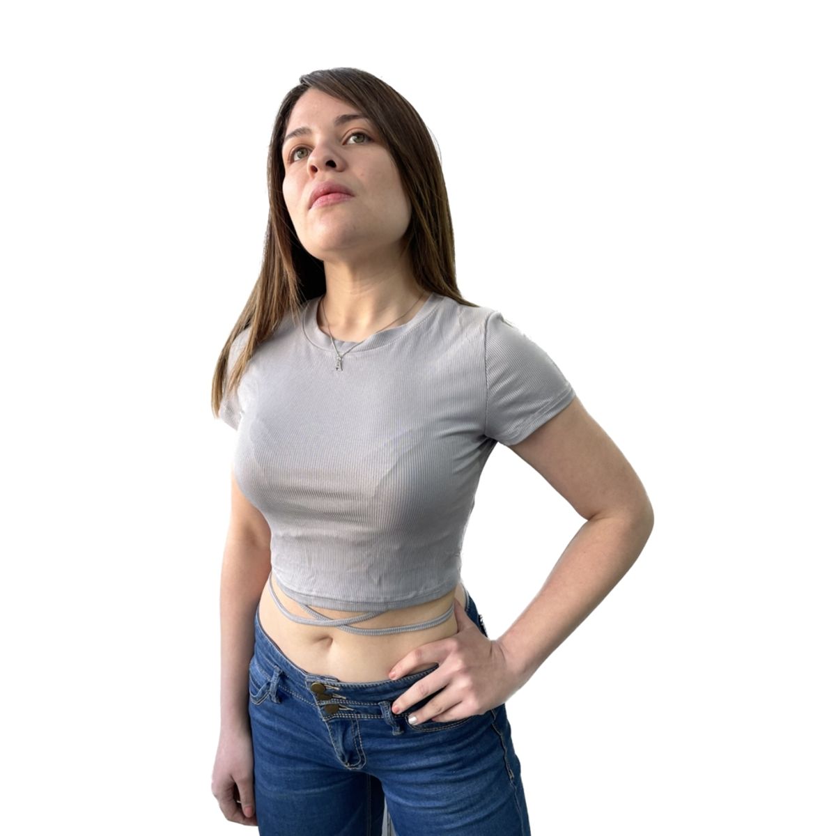GENERICO - POLERA  CROP BÁSICO TIRANTE Y CUELLO REDONDO