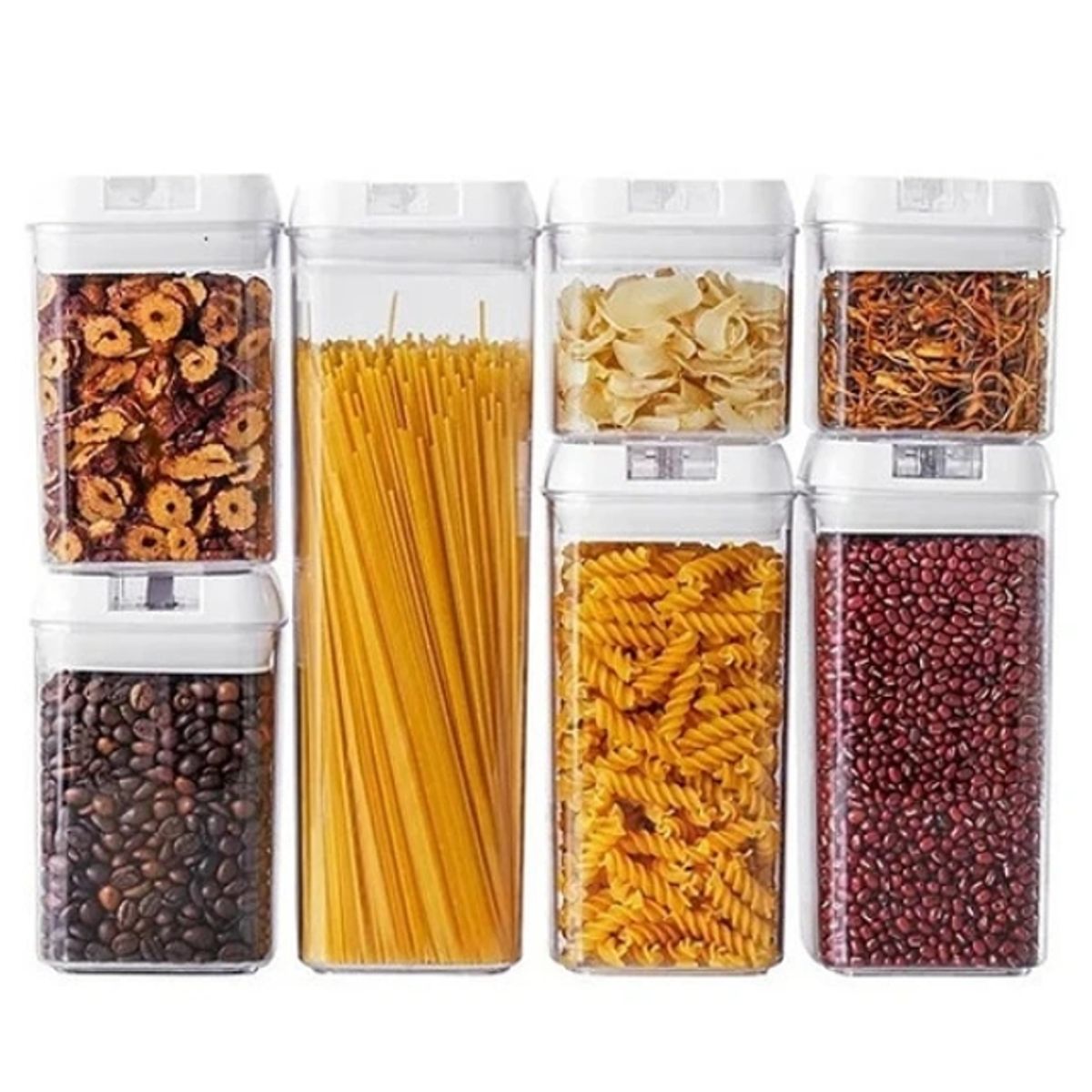 GENERICO - Contenedores Organizador Alimentos Set 7pcs Cierre Hermético Blanco