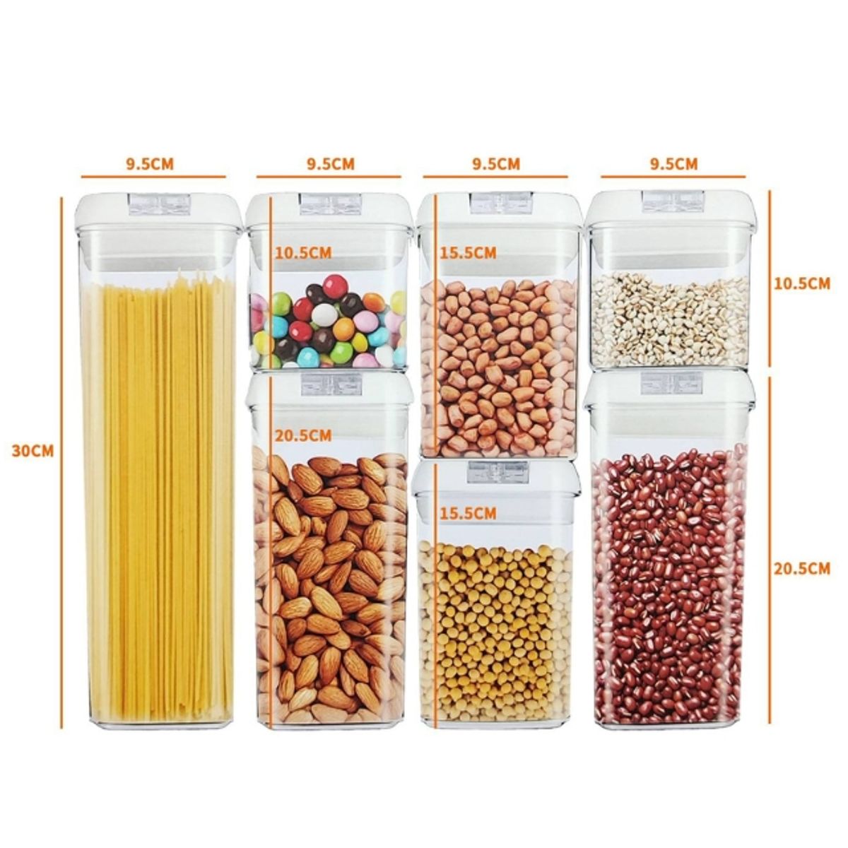 GENERICO - Contenedores Organizador Alimentos Set 7pcs Cierre Hermético Blanco