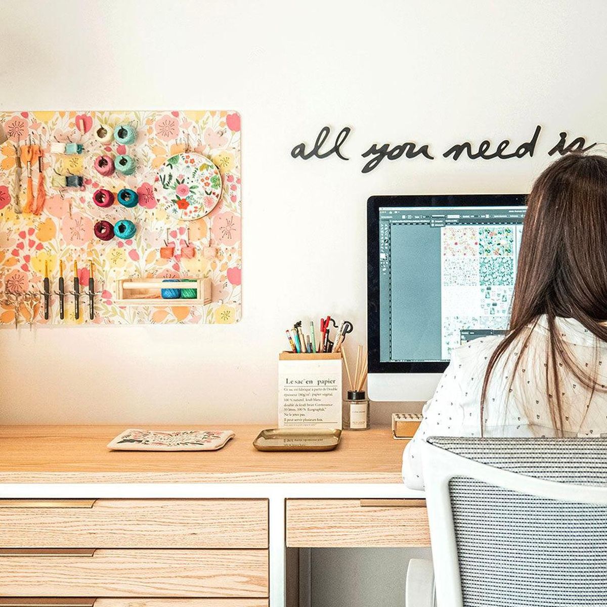 GIROM - Panel organizador de pared acrilico Primavera 100x60cm