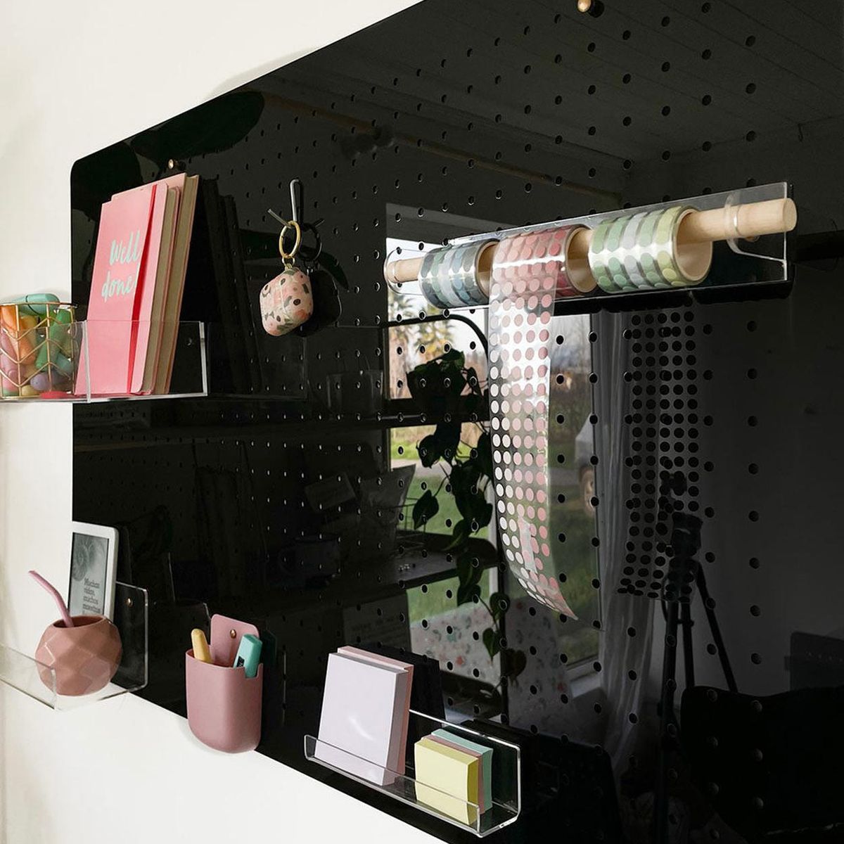 GIROM - Panel organizador de pared acrilico negro 60x50cm.