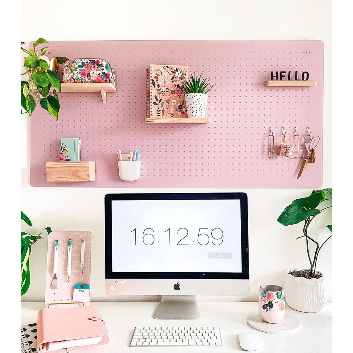 GIROM - Panel organizador de pared acrilico Rosa oscuro liso 60x50cm