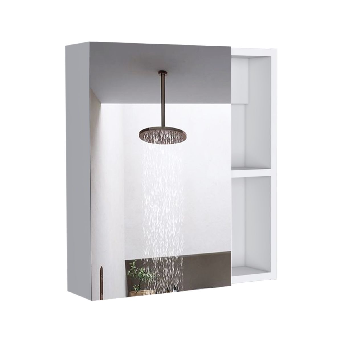 FMFURNITURE - Botiquin 1 Puerta Con Espejo - Blanco 49.7x45x12.2 cm