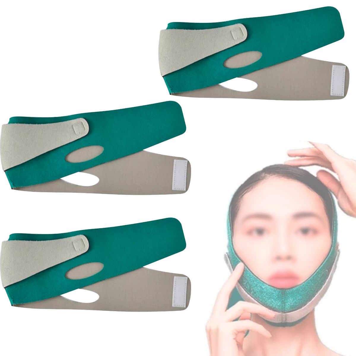 GENERICO - Pack X3 Faja Mentonera Papada Modelador Facial Mejillas