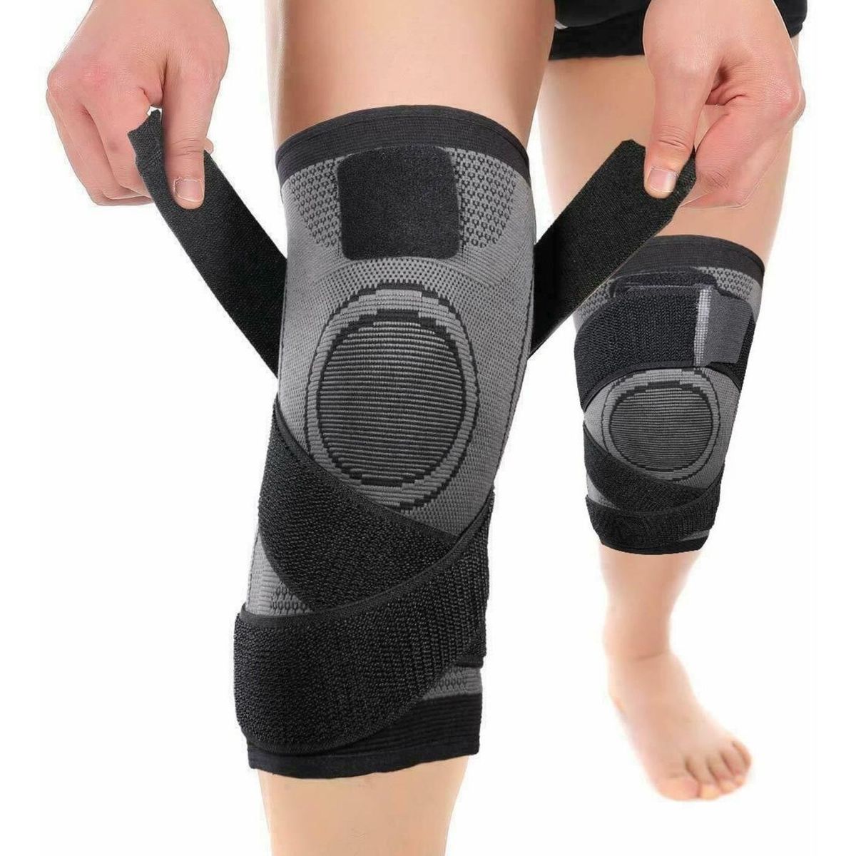 FITNICS - Rodillera Dep Compresion SetX2 Banda Sujecion - Gris - L