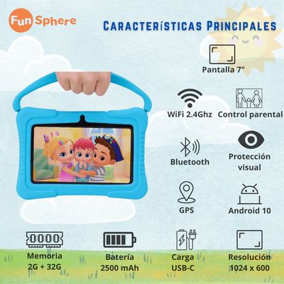 Imagen 2 del producto Tablet para Niños 7 Pulg. WiFi Playstore Control Parental Harmonik Azul