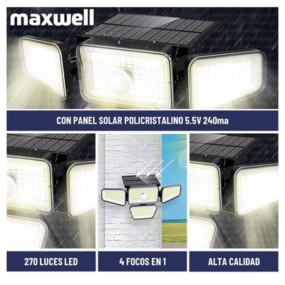 Imagen 2 del producto Foco Led Solar Exterior Sensor 4 Direcciones - Amarillo
