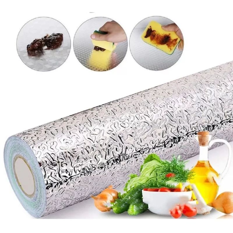 GENERICO - Papel Aluminio Autoadhesivo Para Cocina Plateado Muebles 3mt