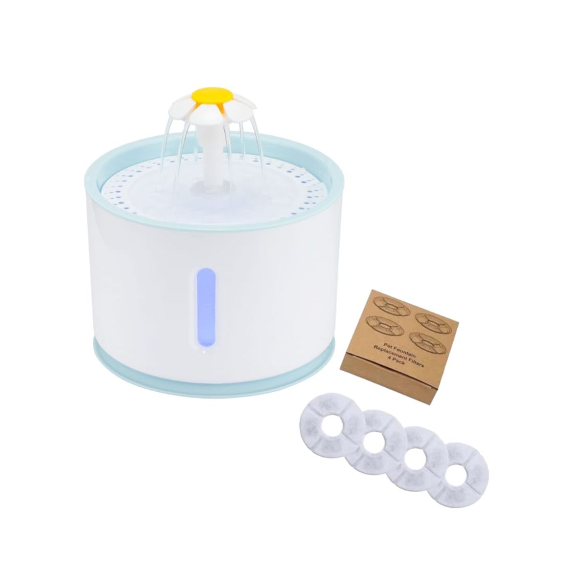 GENERICO - Bebedero Para Gatos o Perros + 4 Filtros Con Luz Led