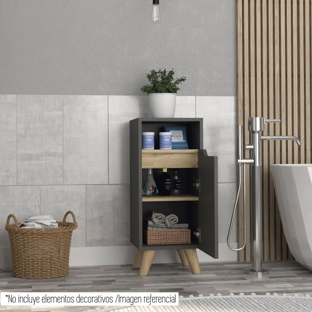 FMFURNITURE - Armario Mediano Para Baño Laurent - Plomo  Duna