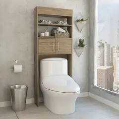 FMFURNITURE - Optimizador De Baño Con 2 Puertas - Café claro 160x62.4x20.3 cm