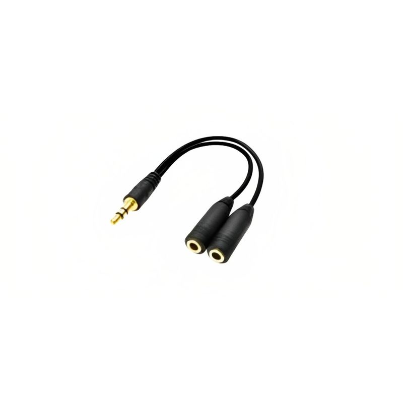 GENERICO - CABLE ADAPTADOR 35MM AUDIO MACHO DOBLE HEMBRA AURICULAR
