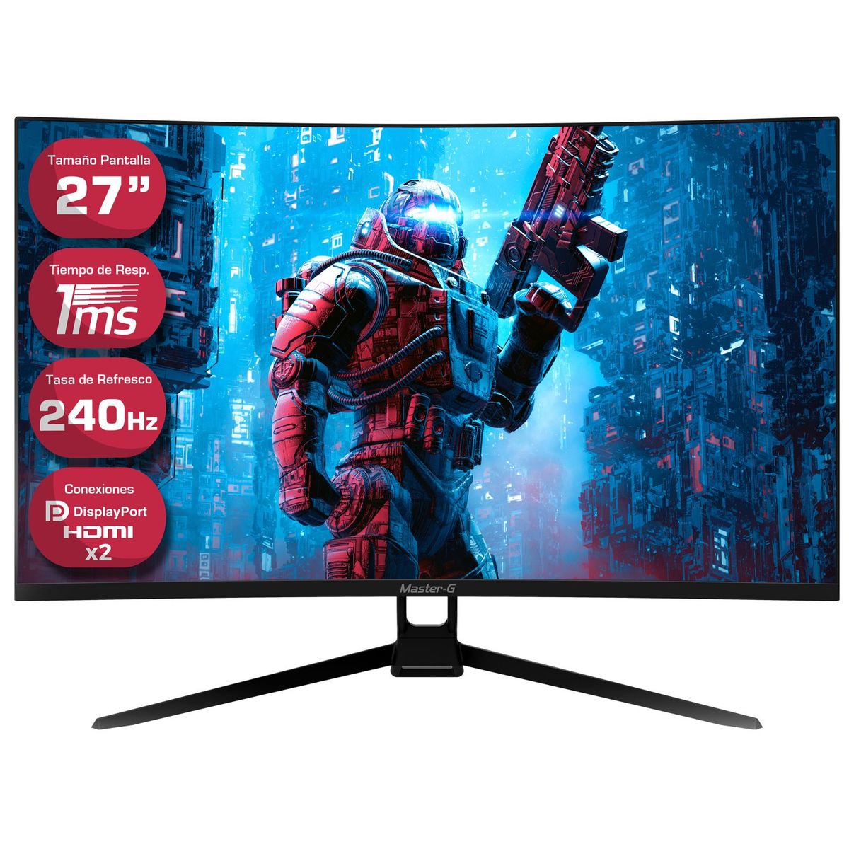 MASTER G - Monitor Gamer Curvo Led  27" Full HD 240Hz 1Ms