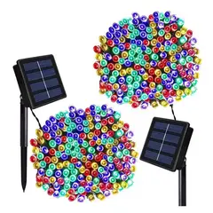 GENERICO - Pack x2 Luces Solares Guirnalda 20 Metros 200 Led Multicolor navidad