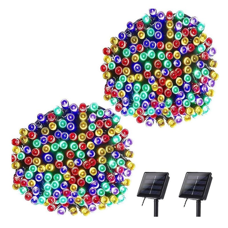 GENERICO - Pack x2 Luces Solares Guirnalda 20 Metros 200 Led Multicolor navidad