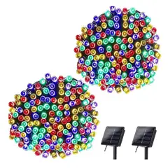 GENERICO - Pack x2 Luces Solares Guirnalda 20 Metros 200 Led Multicolor navidad