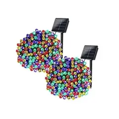 GENERICO - Pack x2 Luces Solares Guirnalda 20 Metros 200 Led Multicolor Navidad