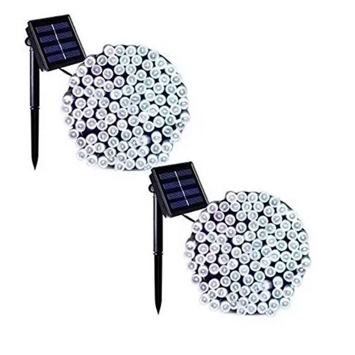 GENERICO - Pack x2 Luces Solares Guirnalda 20 Metros 200 Led Blanco Frio Navidad