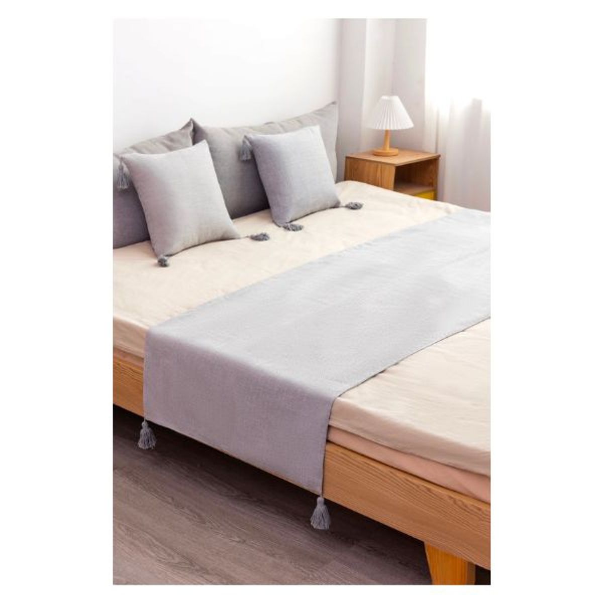 GENERICO - Piecera de Lino 2 Plazas 70 x 210 cm Gris