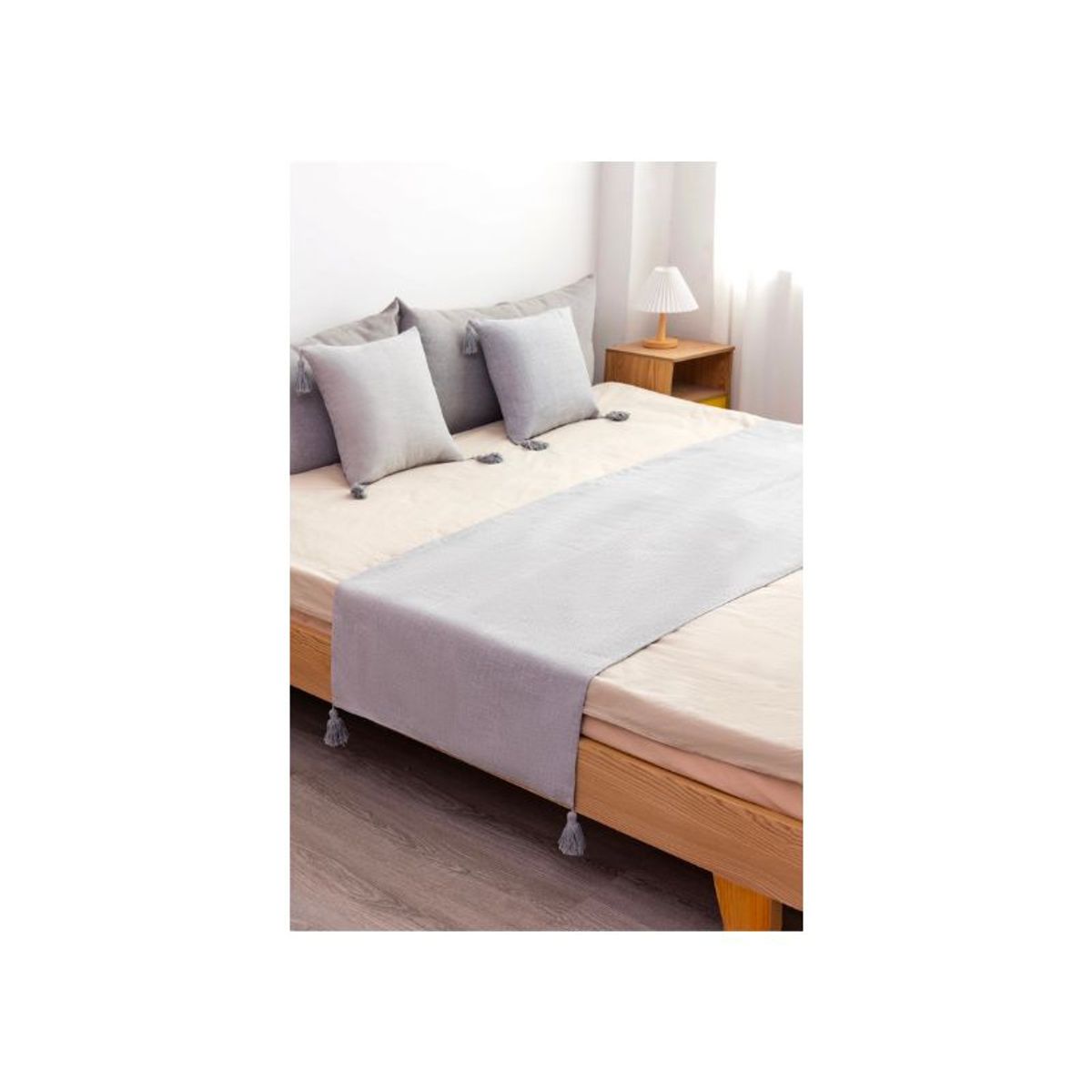 GENERICO - Piecera de Lino 2 Plazas 70 x 210 cm Gris